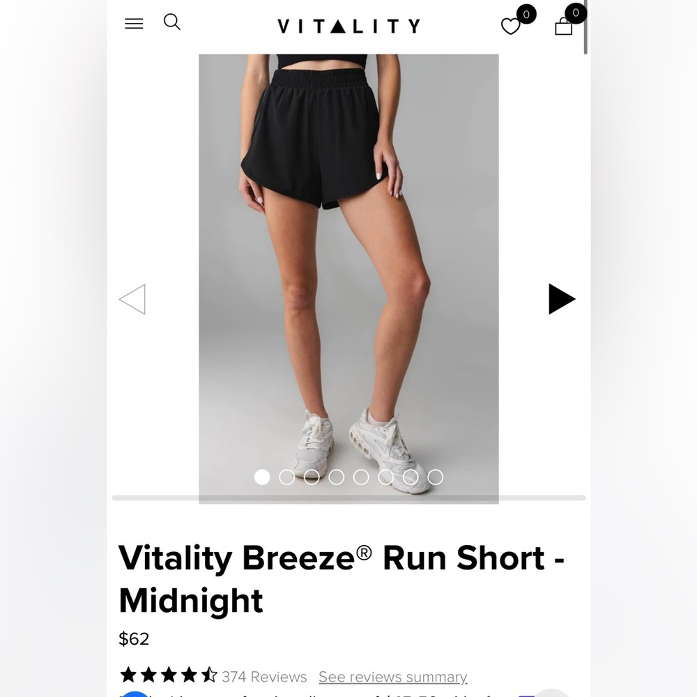 Vitality Breeze Run Short in color Mocha